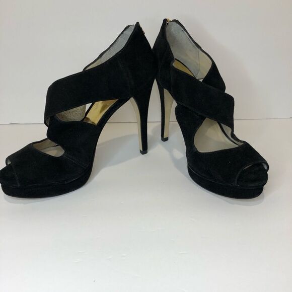 Michael Kors black peep toe platform 5in heels size 10 - Picture 3 of 16